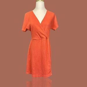 Madewell ‘Cross-Front Flutter-Sleeve Dress’ in “Etruscan Clay” Size Small